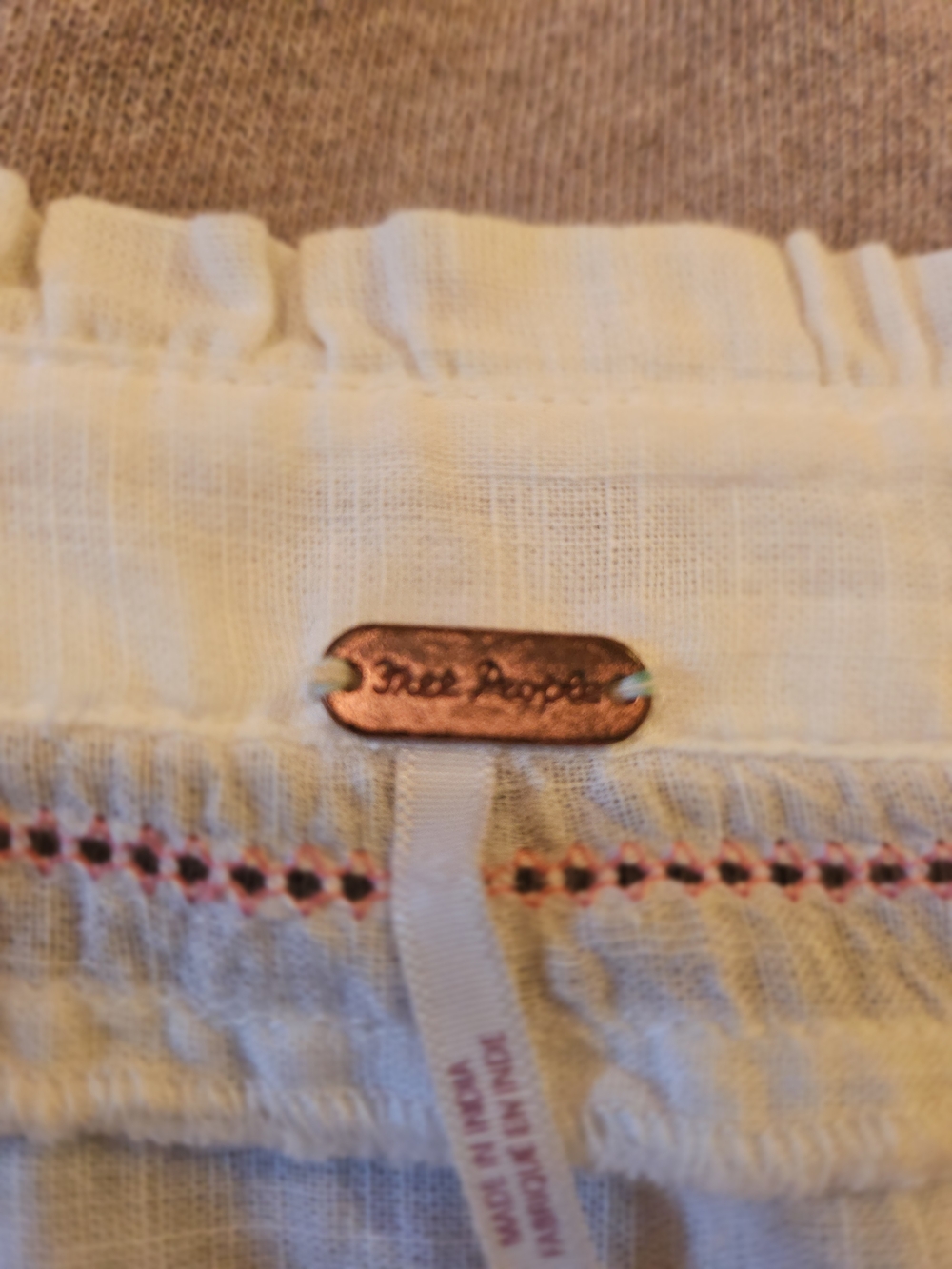 Free People Cream Cotton Embroidered Peasant Tunic. Medium. - Picture 3 of 9